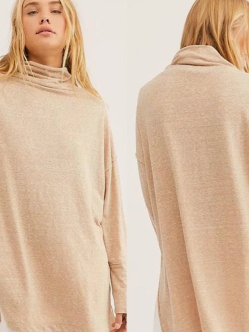 $68 WE THE FREE PEOPLE Bella Vista Athenian Bronze COWL Neck TUNIC TOP M 8 10